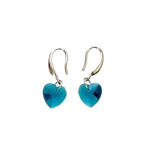 925 Sterling Silver Blue Heart Earrings